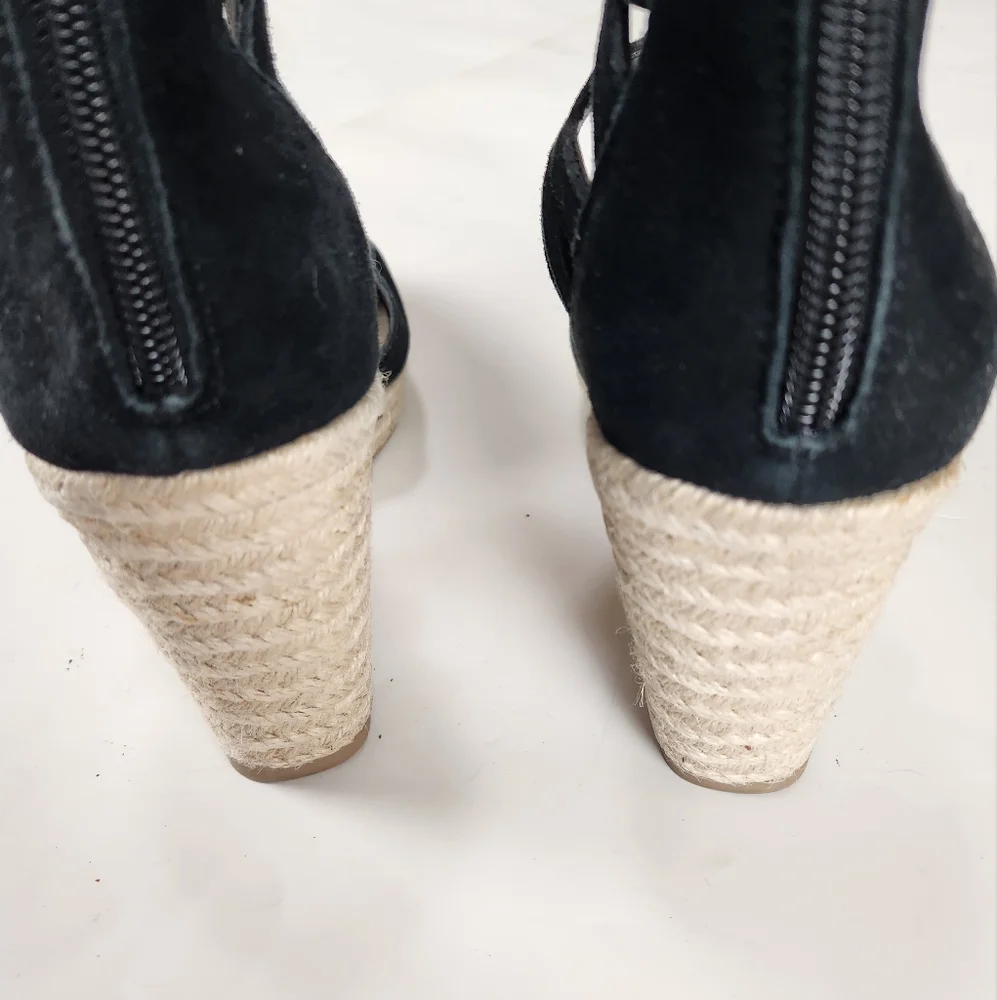Michael Shannon Shondra Black Suede Espadrilles size 9